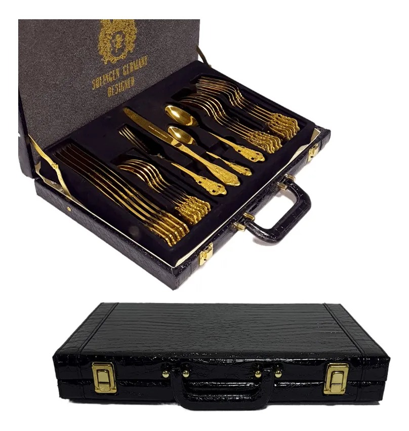 Faqueiro banhado a ouro, 24 peças